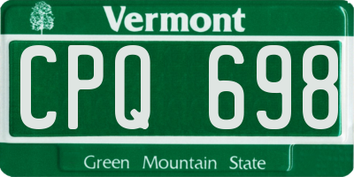 VT license plate CPQ698