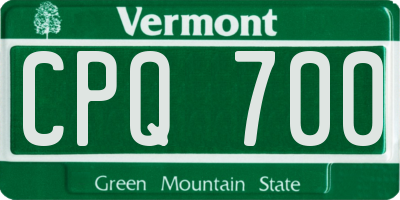 VT license plate CPQ700