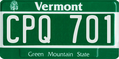 VT license plate CPQ701