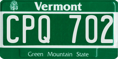 VT license plate CPQ702