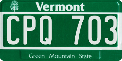VT license plate CPQ703