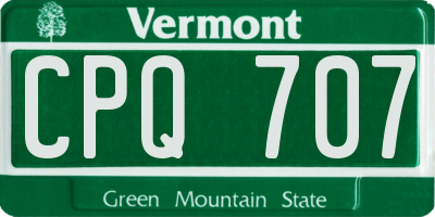 VT license plate CPQ707