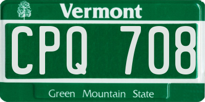 VT license plate CPQ708