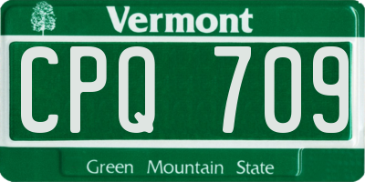 VT license plate CPQ709