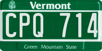 VT license plate CPQ714