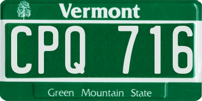 VT license plate CPQ716