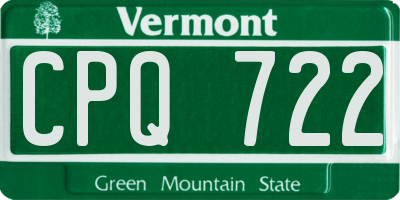VT license plate CPQ722