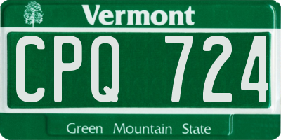 VT license plate CPQ724