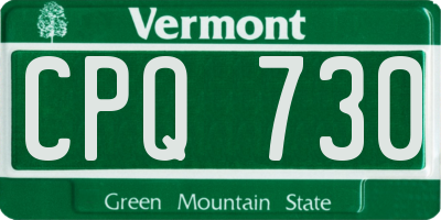 VT license plate CPQ730