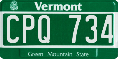 VT license plate CPQ734