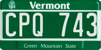 VT license plate CPQ743