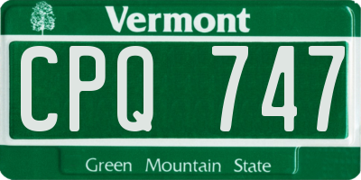 VT license plate CPQ747