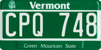 VT license plate CPQ748