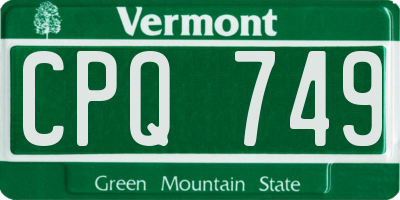 VT license plate CPQ749