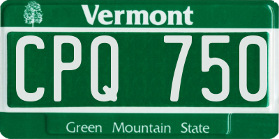 VT license plate CPQ750