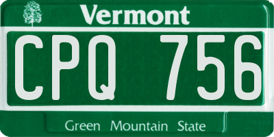VT license plate CPQ756