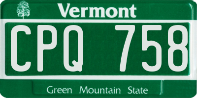 VT license plate CPQ758