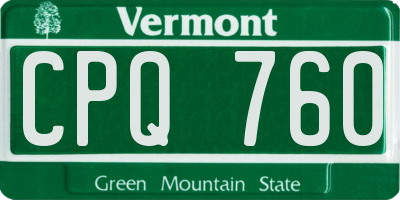 VT license plate CPQ760