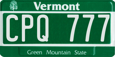 VT license plate CPQ777