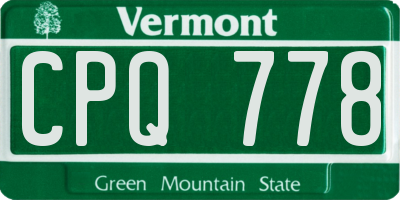 VT license plate CPQ778