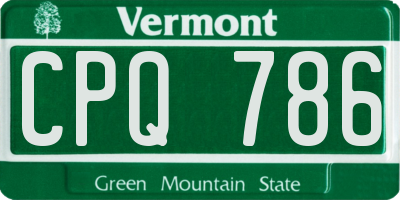 VT license plate CPQ786