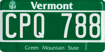 VT license plate CPQ788
