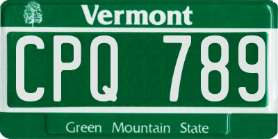 VT license plate CPQ789