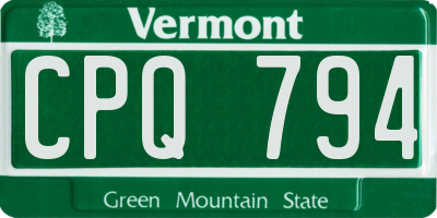 VT license plate CPQ794