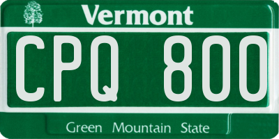 VT license plate CPQ800