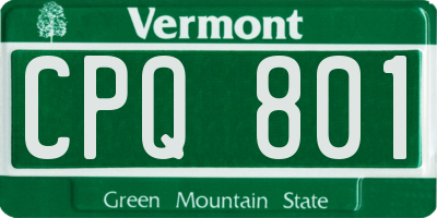 VT license plate CPQ801