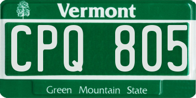 VT license plate CPQ805