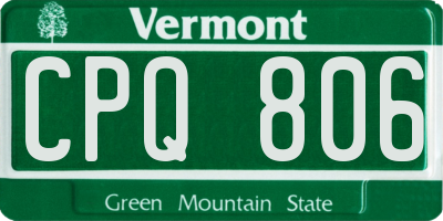 VT license plate CPQ806
