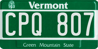 VT license plate CPQ807