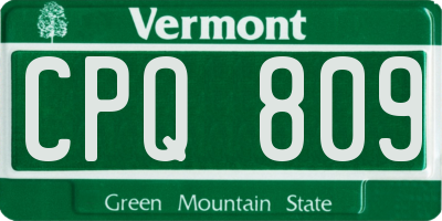 VT license plate CPQ809
