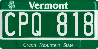 VT license plate CPQ818