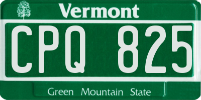 VT license plate CPQ825