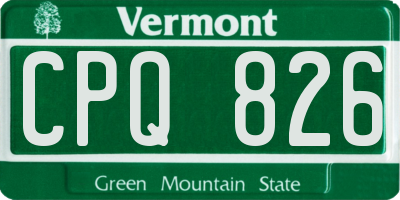 VT license plate CPQ826