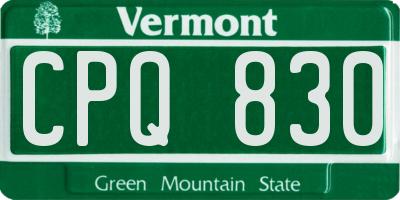 VT license plate CPQ830