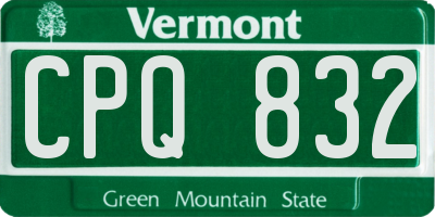 VT license plate CPQ832