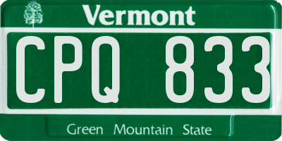 VT license plate CPQ833