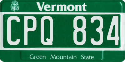 VT license plate CPQ834