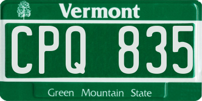 VT license plate CPQ835
