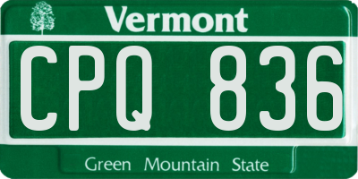 VT license plate CPQ836