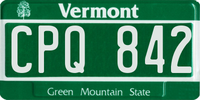 VT license plate CPQ842
