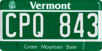 VT license plate CPQ843