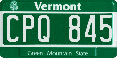 VT license plate CPQ845