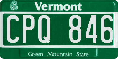 VT license plate CPQ846