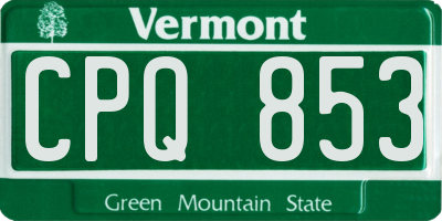 VT license plate CPQ853