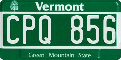 VT license plate CPQ856