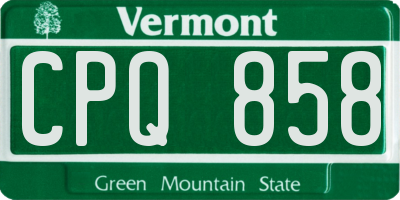 VT license plate CPQ858